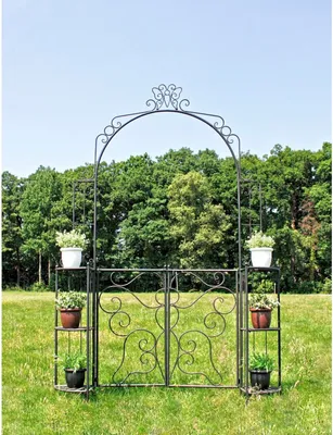 Produktbild von Garden Pleasure Rankbogen mit Tor LAKI Metall schwarz Bogen 156,0 x 233,0 cm