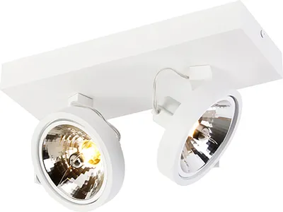 Produktbild von QAZQA - Modern DesignSpot I Spotlight I Deckenspot I Deckenstrahler I Strahler I Lampe I Leuchte weiß verstellbar 2-flammig-flammig - Go I Wohnzimmer I Schlafzimmer - Aluminium Rechteckig - LED geeign