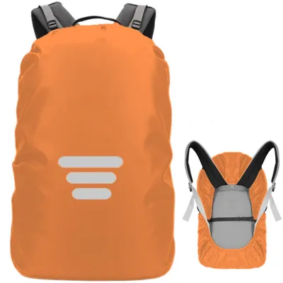 Produktbild von Wasserdichter Rucksack-Regenhut mit reflektierenden Streifen – Orange, Größe XS (8-17 Liter)
