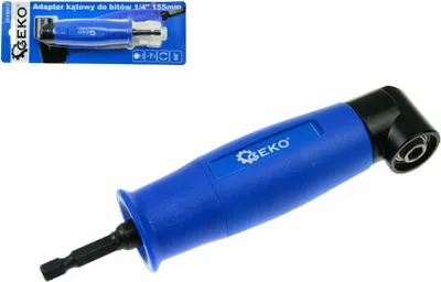 Produktbild von Winkeladapter 90° für 1/4" HEX-Bits, 155mm, ideal für schwer zugängliche Stellen, mit Magnetspannfutter, max. 400 U/min, max. 13 Nm Drehmoment.