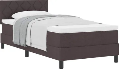 Obrázek produktu pro vidaXL Skříňová postel s čelem tmavě hnědá 90 x 200 cm látka