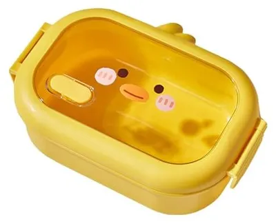 Bento-Lunchbox aus Edelstahl, gelb, 2 Fächer, thermisch
