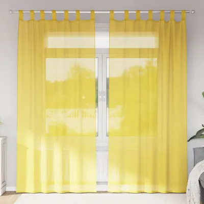 Produktbild von "SPRING SALE"Voile Vorhänge mit Stangentaschen 2er set - Wohnzimmer - Schlichtes & einfarbiges Desgin- Gelb GermanyMöbel 25708 - Gardinen & Vorhänge
