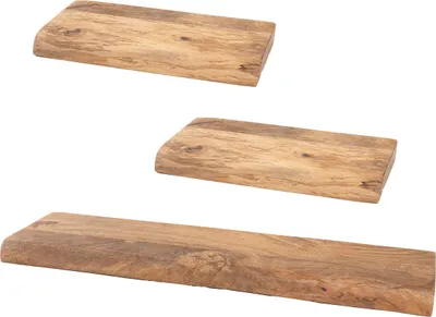 Produktbild von Wandregal aus reinem Mangoholz, 3er-Set (klein)