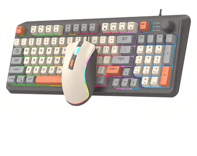 Immagine prodotto di Tastiera e mouse cablati compatti, con 94 tasti e illuminazione colorata