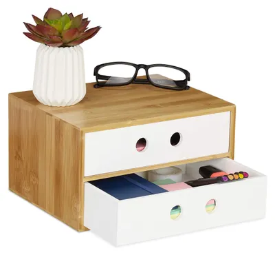 Obrázok produktu pre Bambusový organizér na stôl s 2 zásuvkami RD3013