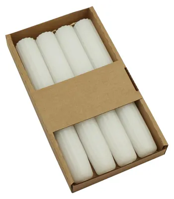 Stabkerzen-Set, 4 Stück, Ø 2,2 × 17,5 cm, Weiß, paraffinfrei