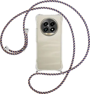 Produktbild von Handykette Backcover-Schutzhülle mit Band (Metall silberfarben) für Realme 13 Pro 5G - blau+beige