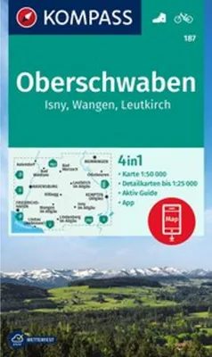 Immagine prodotto di Carta escursionistica KOMPASS 187 Alta Svevia, Isny, Wangen, Leutkirch 1:50.000