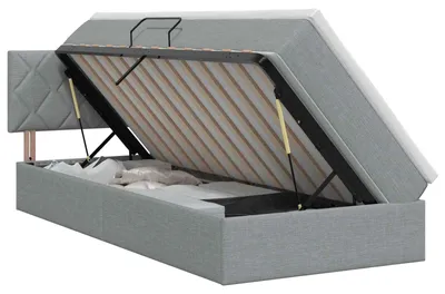 Zdjęcie produktu dla Łóżko z pojemnikiem i materacem Jasnoszary 90 x 200 cm Aksamit