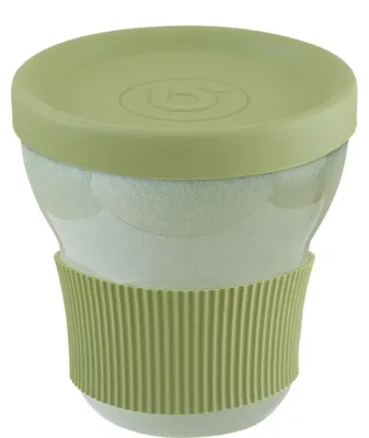 Productafbeelding van Softline Sagekleurige beker van 30 cl met handvat en deksel - 6 stuks