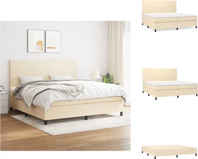 Produktbild von vidaXL Boxspringbett mit Matratze Creme 200x200 cm Stoff - Betten & Bettgestelle