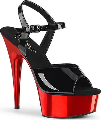 Produktbild von DELIGHT-609 Damen Sandale von Pleaser, Schwarz Rot , EU 40, US 10