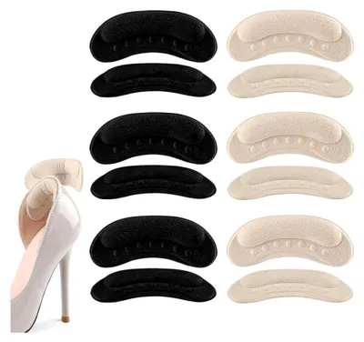 Produktbild von Fersenpolster, Fersengriffe und Fersenkissen für Schuhe, 6 Paar rutschfeste Fersenpolster, Schutz gegen Blasen und Fersenschmerzen, Schuhfüller für zu große Schuhe, für Frauen und Männer (Schwarz)