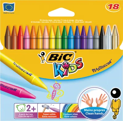 Produktbild von BIC KIDS Wachsmalkreide Plastidecor 18er Kartonetui