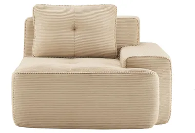 Image de Canapé RSF avec coussins, revêtement en tissu corduroy, couleur beige. Canapé "Cloud" sans accoudoirs, assise profonde, rembourrage en mousse 32D, larges accoudoirs, base antidérapante, adapté aux animaux de compagnie