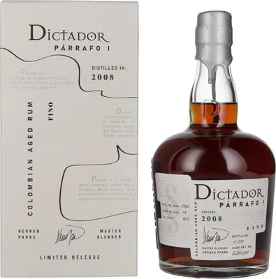 Produktbild von Dictador PÁRRAFO I 14 Years Old FINO Vintage 2008 46% Vol. 0,7l in Geschenkbox