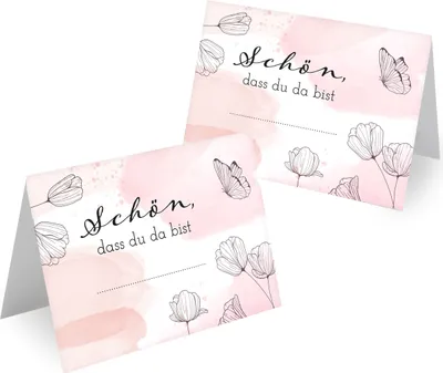 Produktbild von MAVANTO® 100x Design Tischkarten Hochzeit Geburtstag DIN A7 - Platzkarten zum Beschriften in vielen verschiedenen Designs (Schmetterling)
