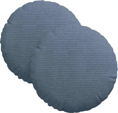 Produktbild von vidaXL Sitzkissen 2 stk. Cordstoff Blau Ø30 x 13 cm