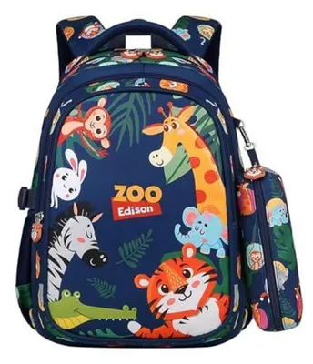 Image de Sac à dos pour enfants, 1ère année, léger, motif animaux, 20 litres, avec trousse