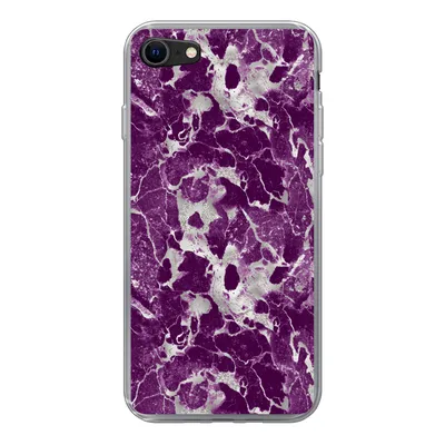 Produktbild von MuchoWow® Handyhülle Schutzhülle Hülle für iPhone SE 2022 Marmor - Glitter - Lila - Muster Silikon Softcase Handy Hülle - Schutzhülle