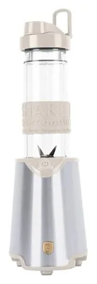 A personal blender with a bottle attachment.