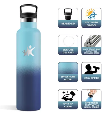 Produktbild von JAPORIA Edelstahl Trinkflasche 1L BPA-frei auslaufsicher mit