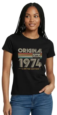 Produktbild von Spreadshirt 1974 Original 50. Geburtstag Frauen T-Shirt, M, Schwarz