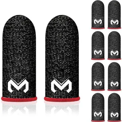 Produktbild von Ibenzoa® Gaming-Fingersleeves für Mobilgeräte – Anti‑Schweiß & atmungsaktiv, Carbonfaser, dünn & rutschfest, Daumen‑ & Zeigefinger, Android/iOS-kompatibel