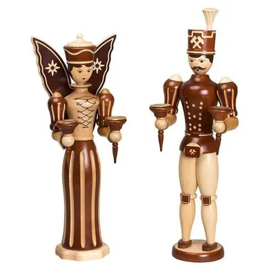 Produktbild von Weihnachtsfiguren Engel und Bergmann braun groß H= 43cm NEU