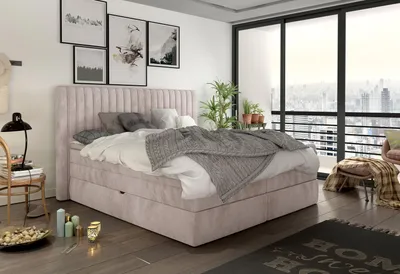 Produktbild von Boxspringbett 180x200cm Doppel Hotel Betten Textil Schlafzimmer Bett Polster Neu