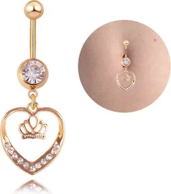 Produktbild von Stück Hohl Liebe Herz Krone Strass Bar Bauchnabel Piercing Nabel Ring