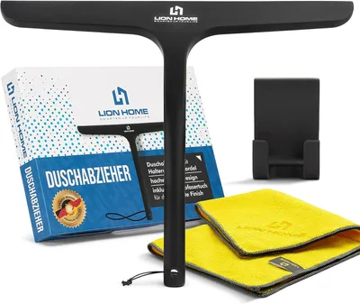 Produktbild von Lion Home Home Duschabzieher 27,5cm Matt Schwarz Inkl. Halterung & Zubehör Set