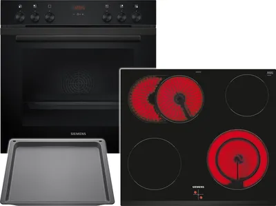 Produktbild von Siemens PQ222KA0BZ (HE271ABB3+EA631GNA1E+HZ631070), Zonen-Induktionskochfeld, 4 Zone(n), Glaskeramik, Schwarz, Berührung, 58,3 cm