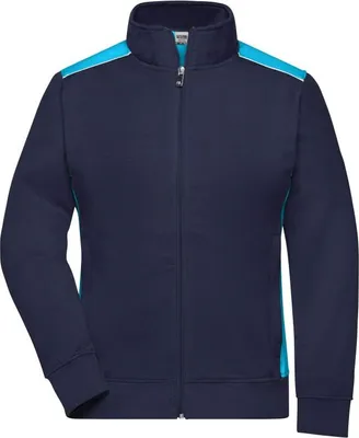 Produktbild von Sweat-Jacke mit Stehkragen und Kontrasteinsätzen navy/turquoise, Gr. L