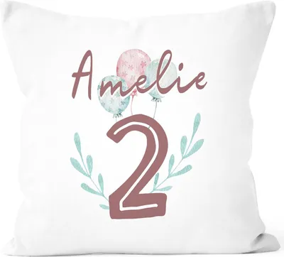 Produktbild von Kissen-Bezug 1.2. Geburtstag Kissen-Hülle mit Namen Baumwolle personalisierte Geschenke Dekokissen SpecialMe® 2 weiß unisize