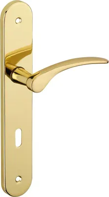 Immagine prodotto di Set di maniglie per porta della camera da letto Dionysos con foro per la chiave, quadrate da 7 mm, interasse 195 mm, ottone - THIRARD