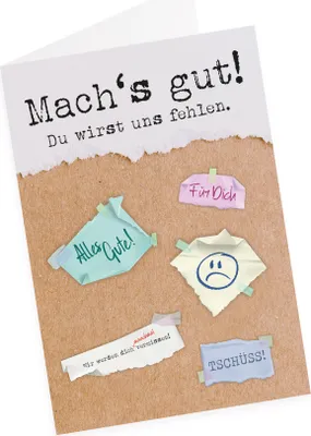 Produktbild von itenga XXL Klappkarte Abschied "Mach's gut!" Arbeit Kollegen Büro A4 Karte