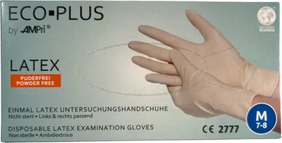 Produktbild von Eco-Plus Latexhandschuh, weiß, puderfrei - M