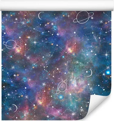 Produktbild von 10m VLIES TAPETE Rolle Kinderzimmer Kosmos Galaxie Sterne Planeten XXL