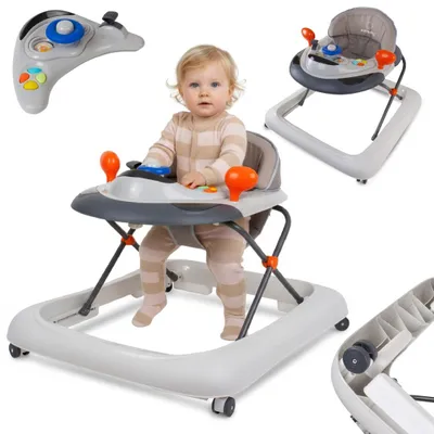 Produktbild von Sun Baby Lauflernwagen mit Lenker | Gehfrei Baby ab 6 Monaten | Baby-Walker | Spielcenter mit Aktivität & Melodien | Lauflernwagen baby mit musik grau
