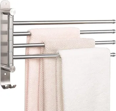 Produktbild von Drehbarer Handtuchhalter, verdickter 4-Arm-Handtuchhalter aus Edelstahl SUS304, platzsparender Wandhandtuchhalter passend für Badezimmer und Küchen