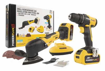 Produktbild von Set Powerplus POWXBBOX10 - Akkubohrmaschine + Multifunktionsschleifer 20 V, 4 Ah