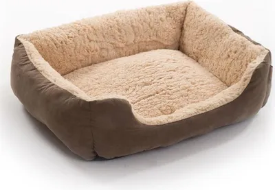 Produktbild von ESTEXO Hundebett, Dunkelbraun, 75x60x19 cm, Synthetisches Wildleder, tiefer Einstieg, hohe Seitenwände, Hundekissen, Hundekorb