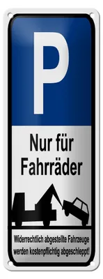 Produktbild von Blechschild Hinweis Parkplatzschild nur Fahrräder, 27x10 cm, Blechschilder Achtung Widerrechtliches Parken verboten
