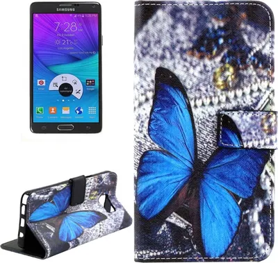 Produktbild von Handyhülle Tasche für Handy Samsung Galaxy Note 5 Blauer Schmetterling