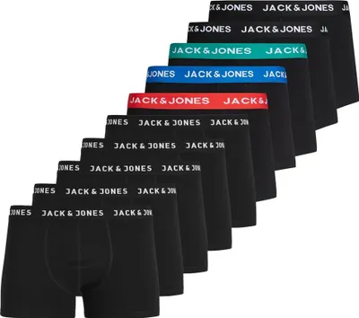 Produktbild von JACK&JONES Herren Boxer Shorts, 10er Pack - JACHUEY TRUNKS, Baumwoll-Stretch Schwarz/Rot/Blau/Petrol/Schwarz XL