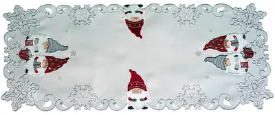 Immagine prodotto di Runner da tavola AMIRA Elfi di Natale in poliestere bianco 40 x 85 cm