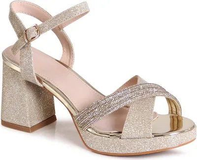 Produktbild von topschuhe24 3145 Damen Glitzer Riemchen Sandaletten , Farbe:Gold, Größe:41 EU