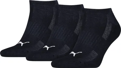 Produktbild von PUMA Uni Sneaker-Socken, 3er Pack - Cushioned, Frottee-Sohle, Logo, einfarbig Blau 35-38